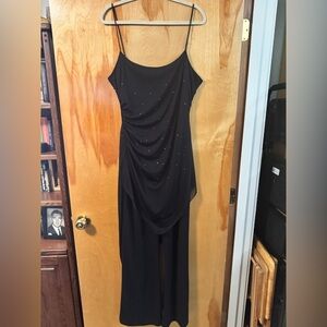VTG A Fortiori Tank Jumpsuit Formal Gems Size 13/14 Asymmetrical Black EUC